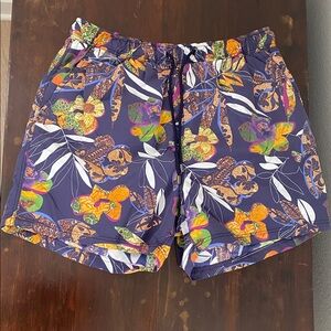 Etro Navy Floral Swim Shorts with Multicolor Print
